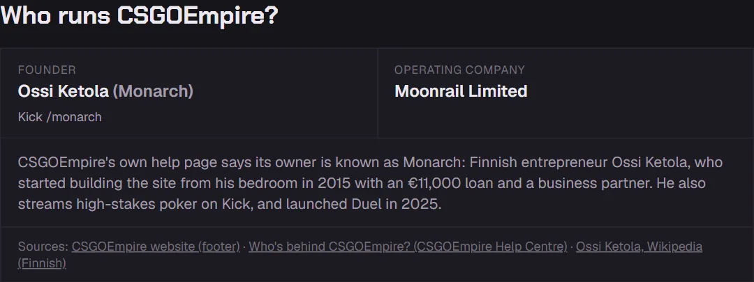 The "Who runs CSGOEmpire?" section of our CSGOEmpire review