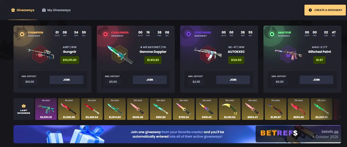 Key-Drop giveaways: Champion, Challenger, Contender and Amateur