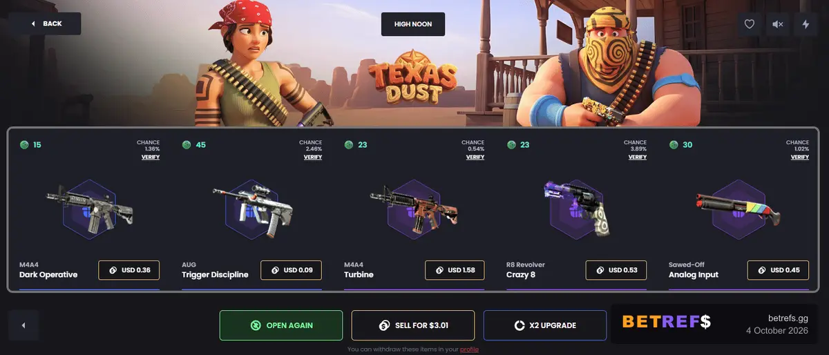 Five High Noon openings worth $3.01 in total