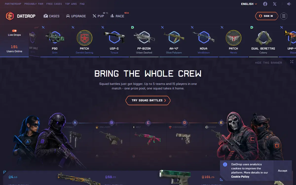 DatDrop homepage