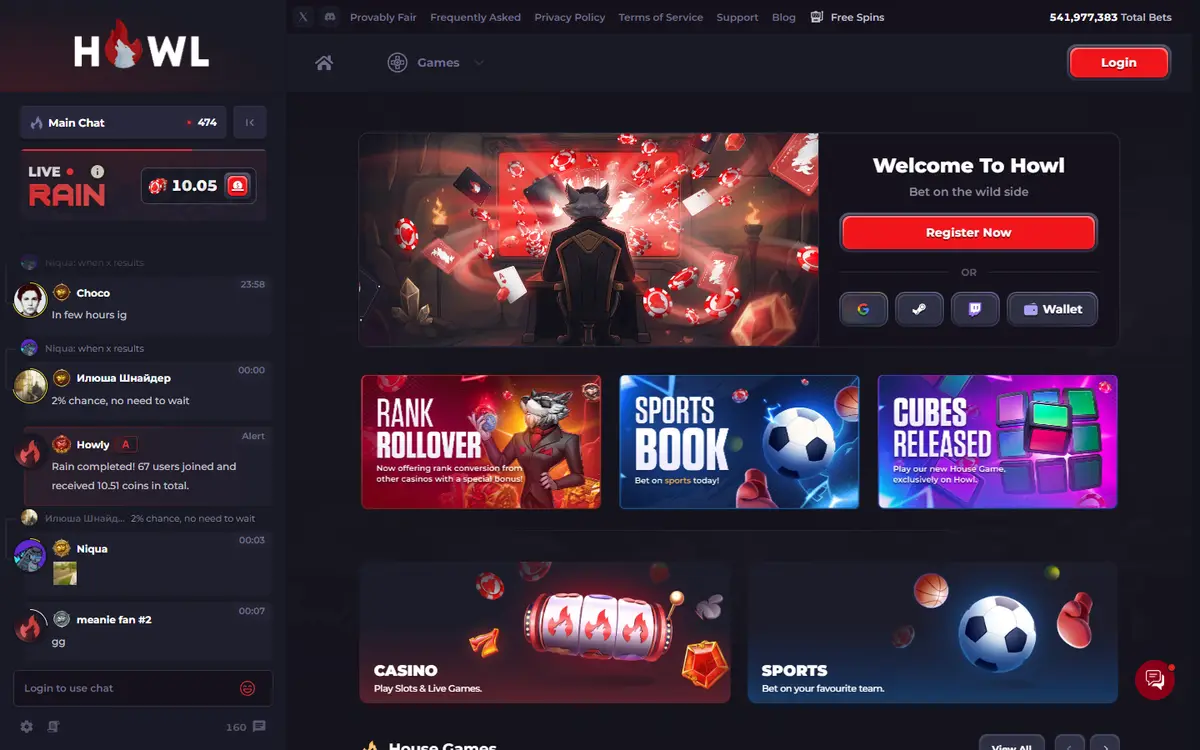 Howl.gg homepage